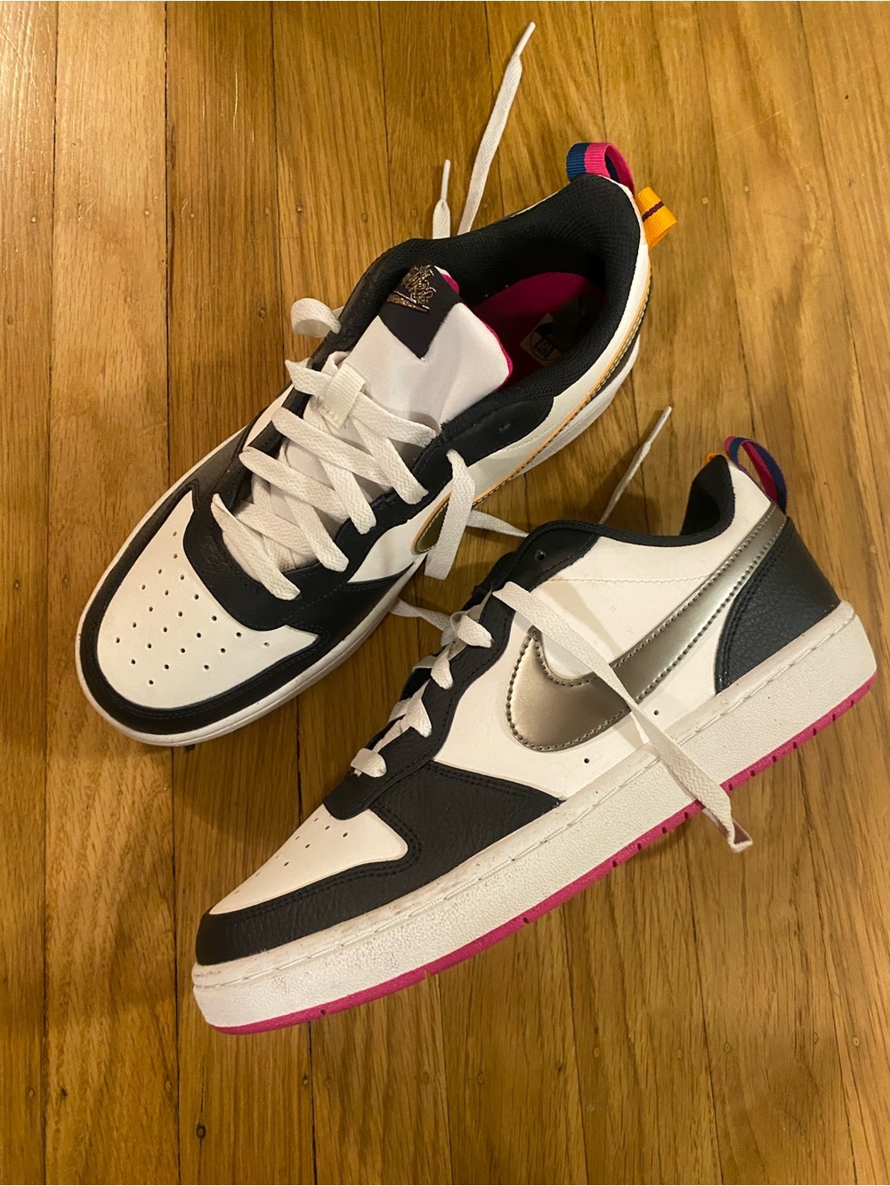 NEW Nike Court Borough 2 SE Low Summit White Pink Prime Youth Shoes